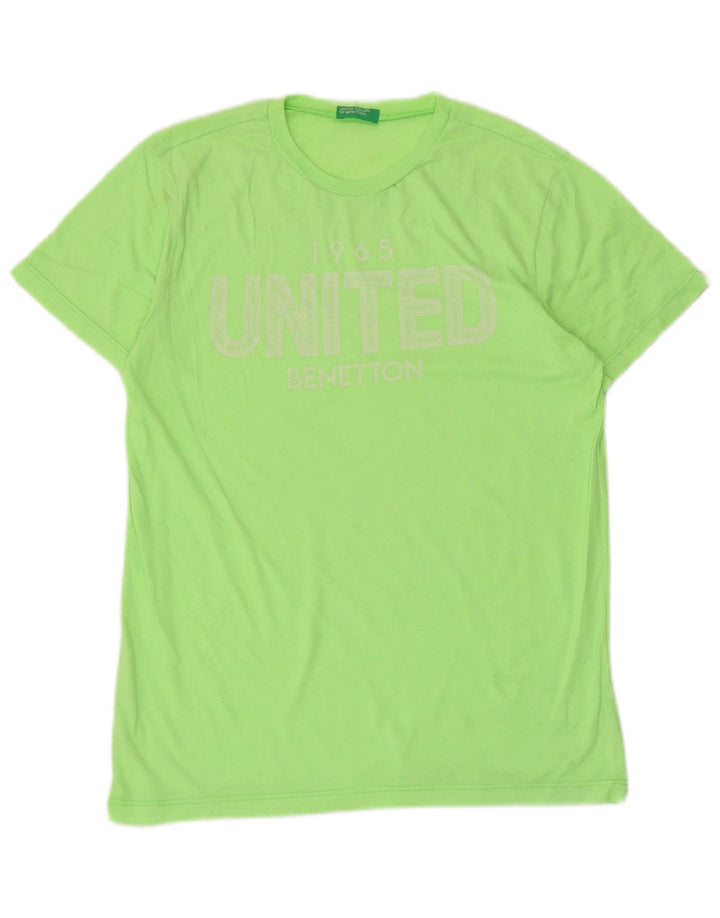 Camiseta feminina gráfica Benetton UK 12 verde médio