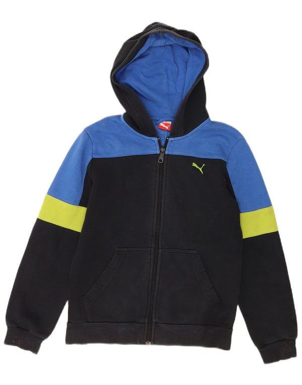 Suéter Puma Boys Zip com capuz 11-12 anos preto colorblock algodão
