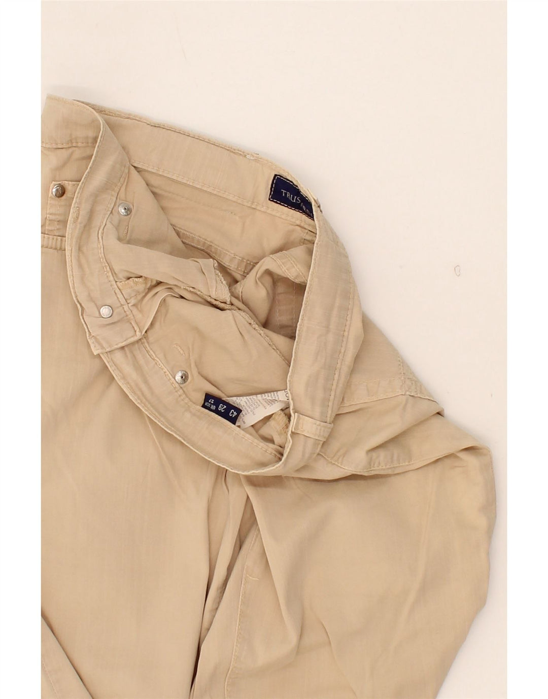 TRUSSARDI Womens Straight Casual Trousers W27 L28 Beige Cotton Vintage Trussardi and Second-Hand Trussardi from Messina Hembry 
