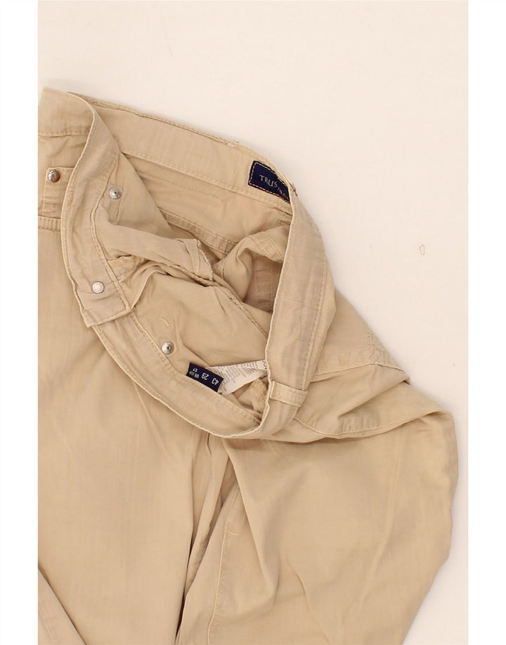 TRUSSARDI Womens Straight Casual Trousers W27 L28 Beige Cotton Vintage Trussardi and Second-Hand Trussardi from Messina Hembry 