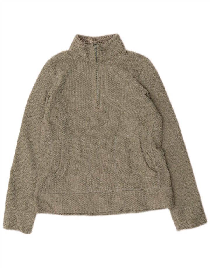 Suéter feminino Marks & Spencer com gola e zíper Reino Unido 12 médio cáqui