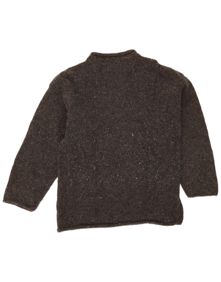 Suéter masculino vintage com gola de tartaruga, cinza médio manchado asteca