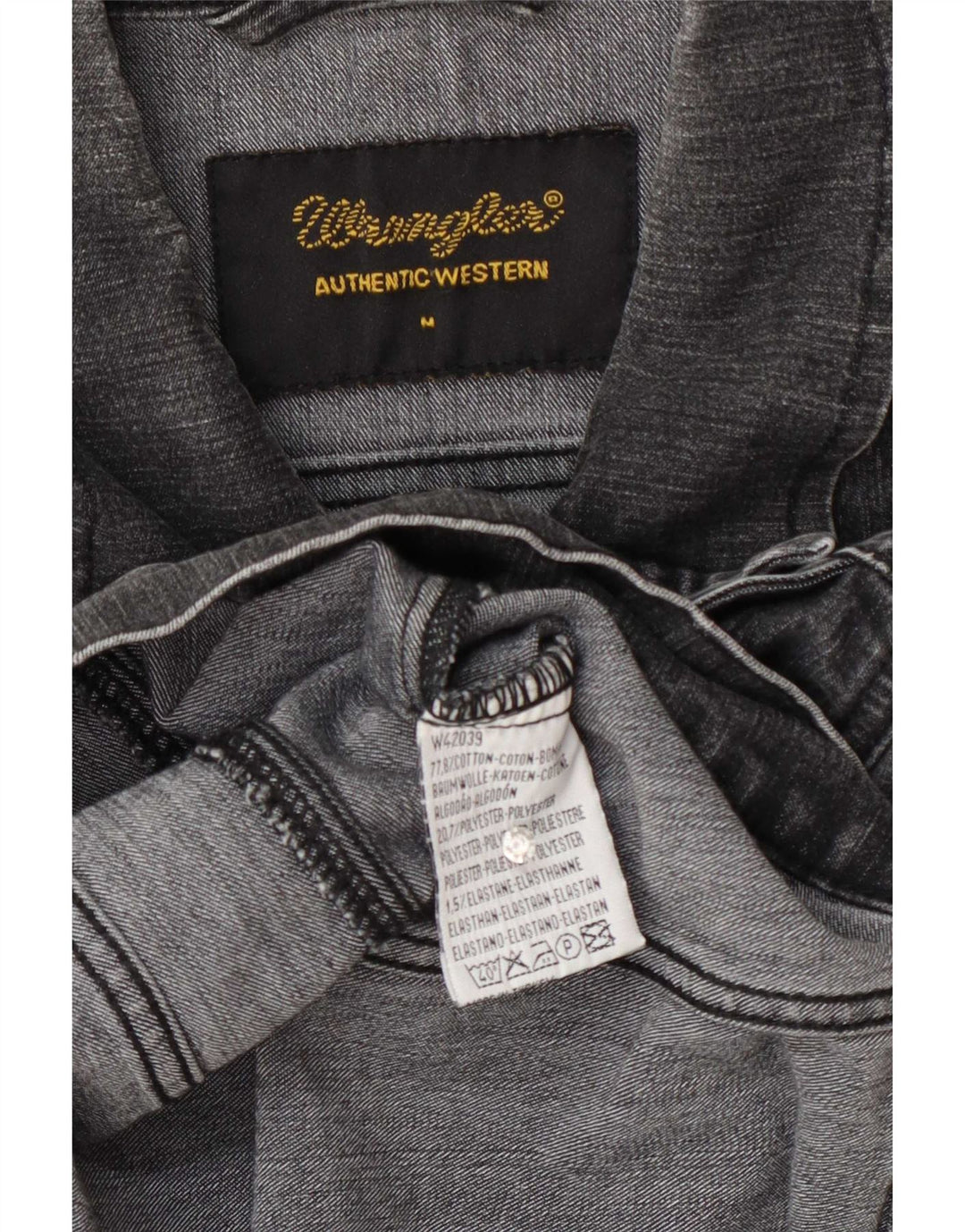 Jaqueta jeans feminina Wrangler UK 12 algodão cinza médio