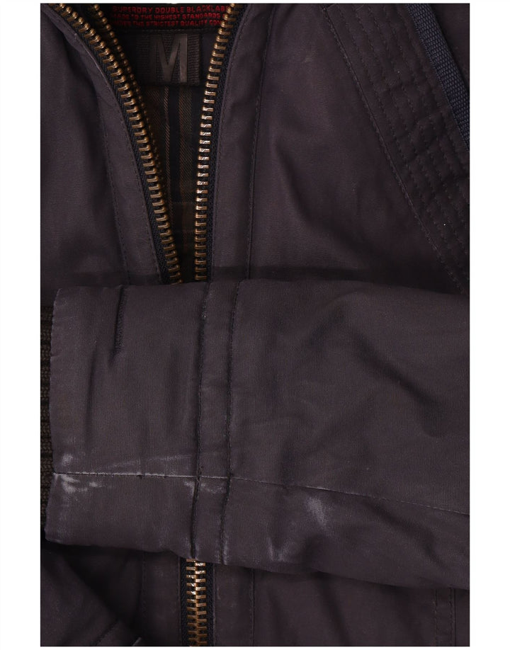 Jaqueta corta-vento feminina Superdry com capuz Reino Unido 14 algodão azul marinho médio