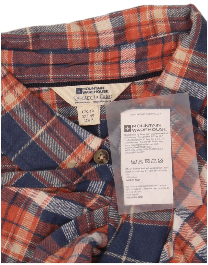 Camisa feminina de flanela Mountain Warehouse Reino Unido 12 algodão xadrez médio azul marinho