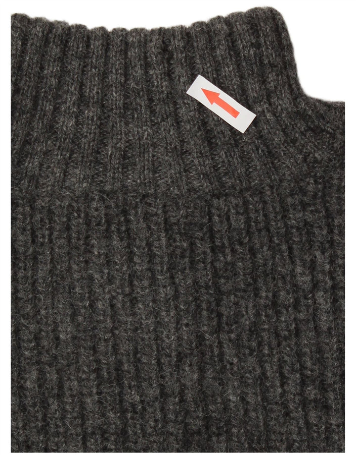 Columbia Suéter masculino com zíper e gola em lã cinza médio