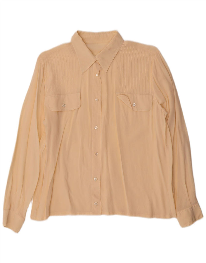 Blusa feminina vintage UK 16 grande bege