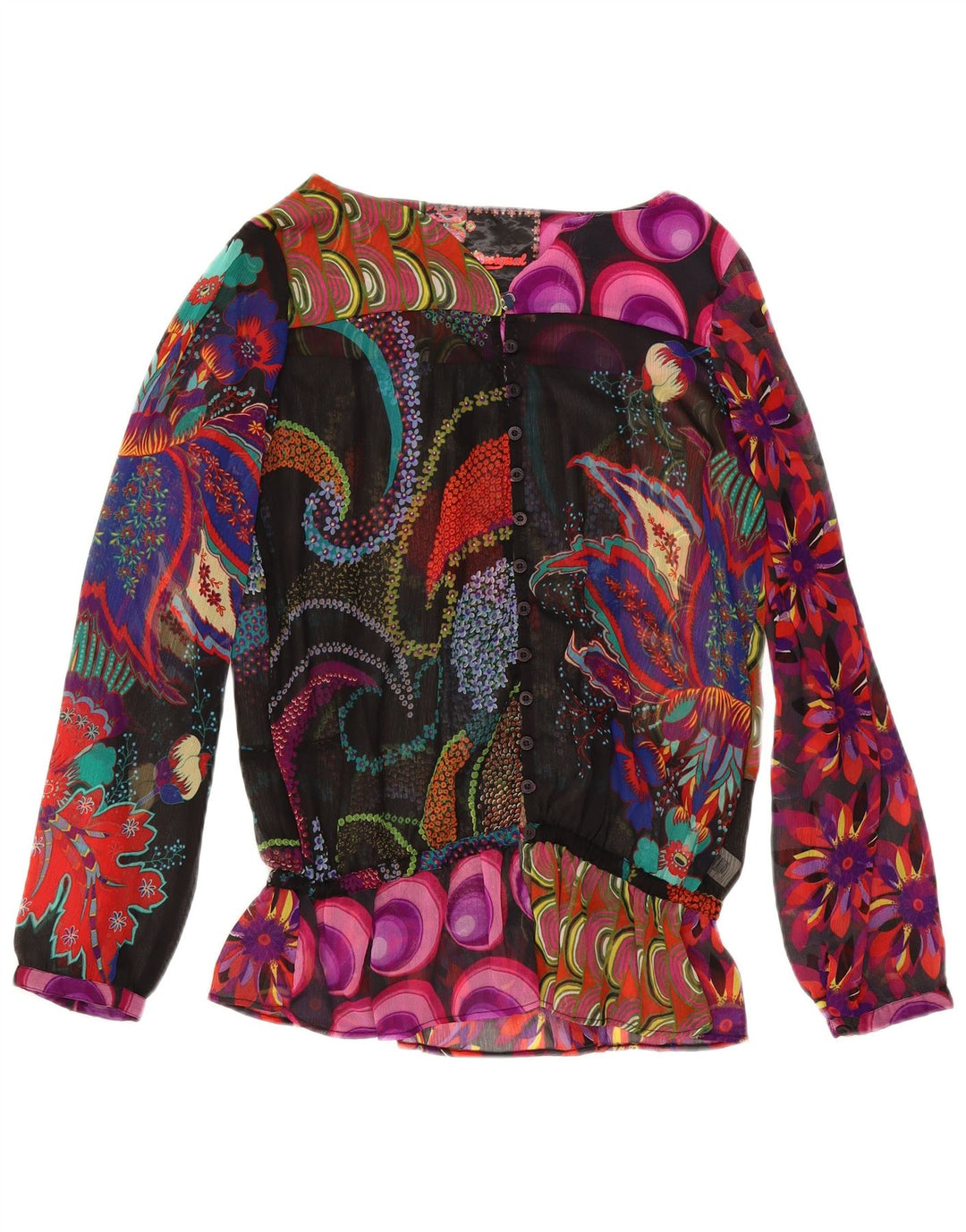Blusa Feminina Desigual Padrão Abstrato Top UK 18 XL Multicolorido