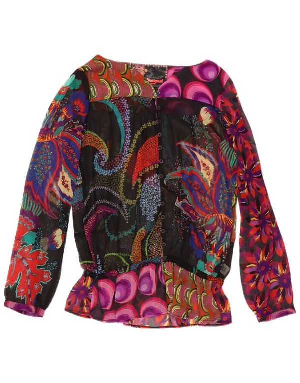 Blusa Feminina Desigual Padrão Abstrato Top UK 18 XL Multicolorido