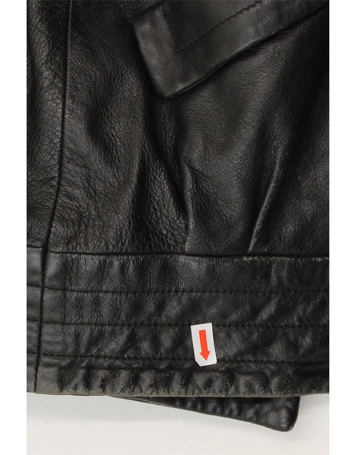 Jaqueta de couro feminina vintage UK 14 grande preta