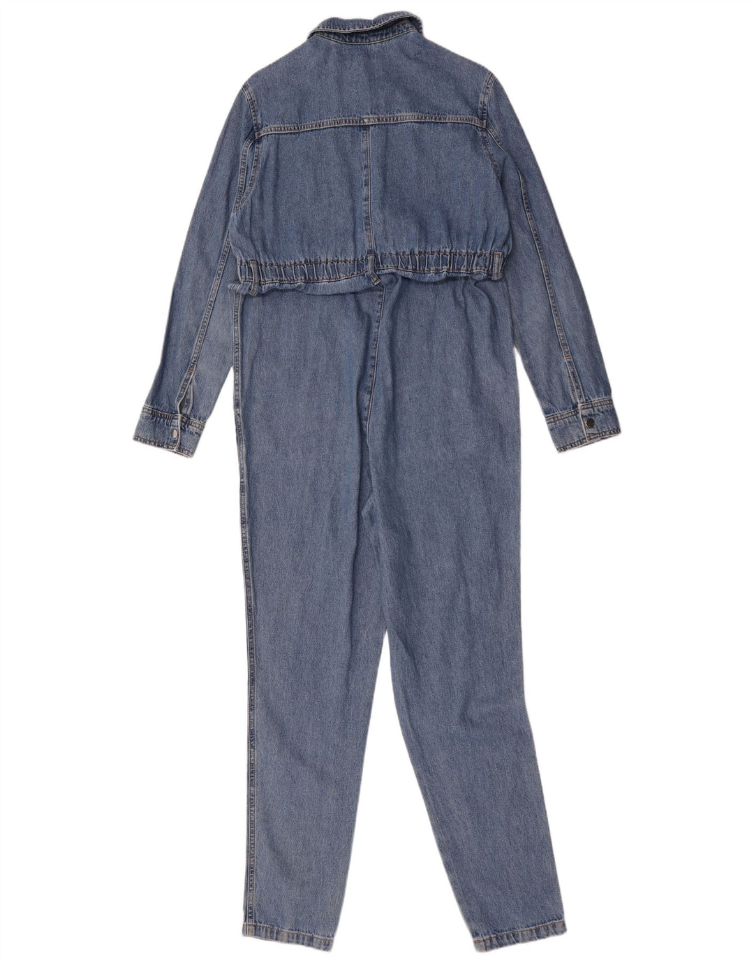 Macacão jeans feminino de manga comprida grande Topshop Reino Unido 10 pequeno azul