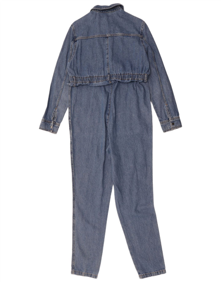 Macacão jeans feminino de manga comprida grande Topshop Reino Unido 10 pequeno azul