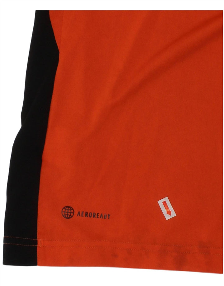 Camiseta Adidas Menino Aeroready Top 11-12 Anos Laranja Colorblock Poliéster