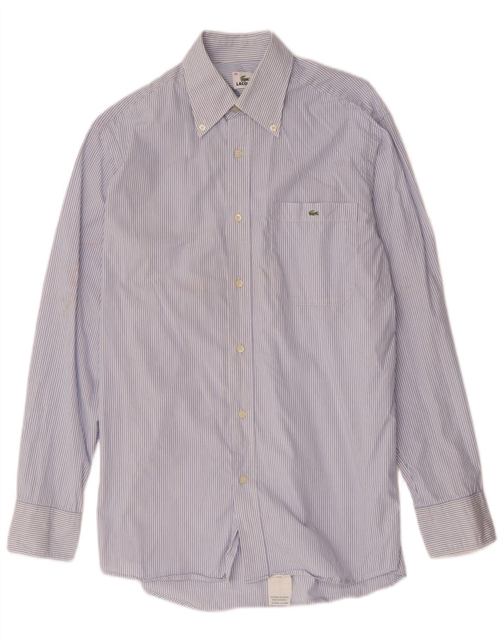 Camisa masculina Lacoste tamanho 39 algodão listrado azul médio