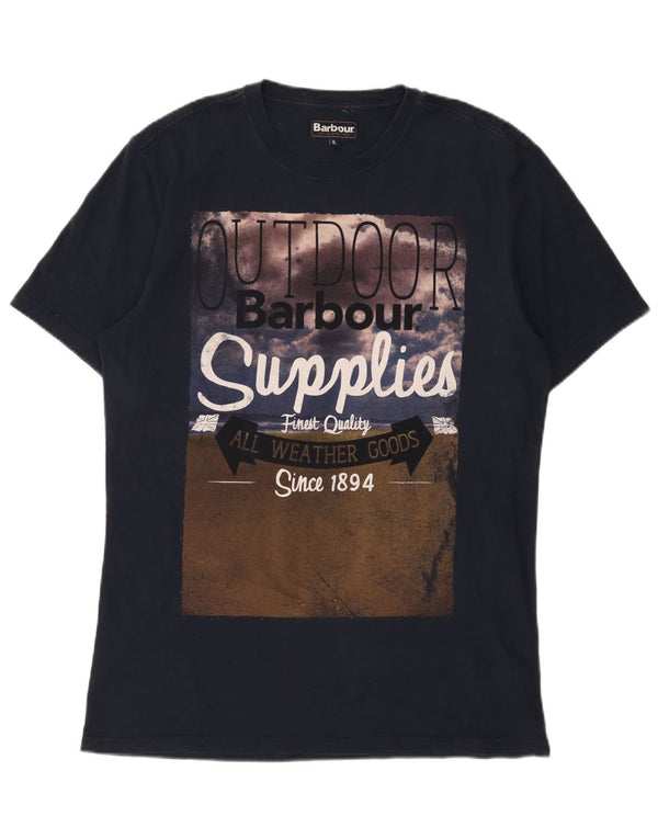 Camiseta gráfica masculina Barbour Top XL algodão azul marinho