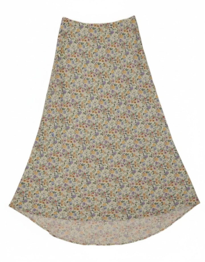 Zara Saia maxi feminina cintura alta pequena W26 poliéster floral multicolorido