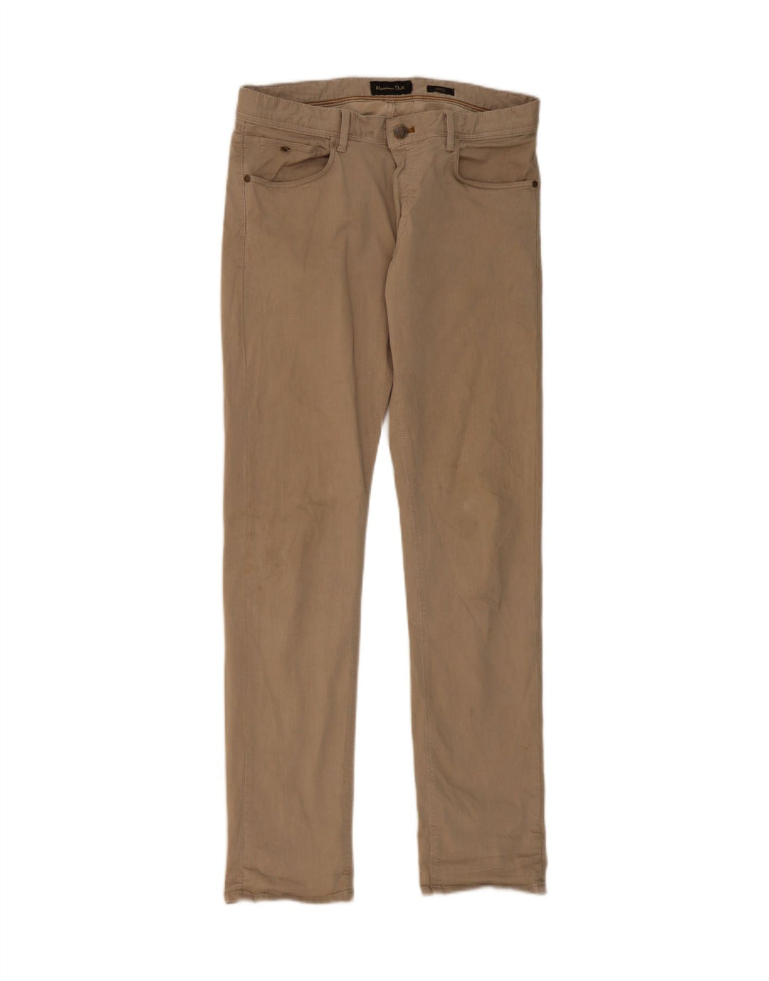 MASSIMO DUTTI Mens Slim Fit Casual Trousers W31 L31 Beige Cotton Vintage Massimo Dutti and Second-Hand Massimo Dutti from Messina Hembry 