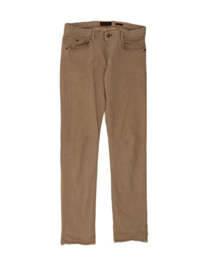 MASSIMO DUTTI Mens Slim Fit Casual Trousers W31 L31 Beige Cotton Vintage Massimo Dutti and Second-Hand Massimo Dutti from Messina Hembry 