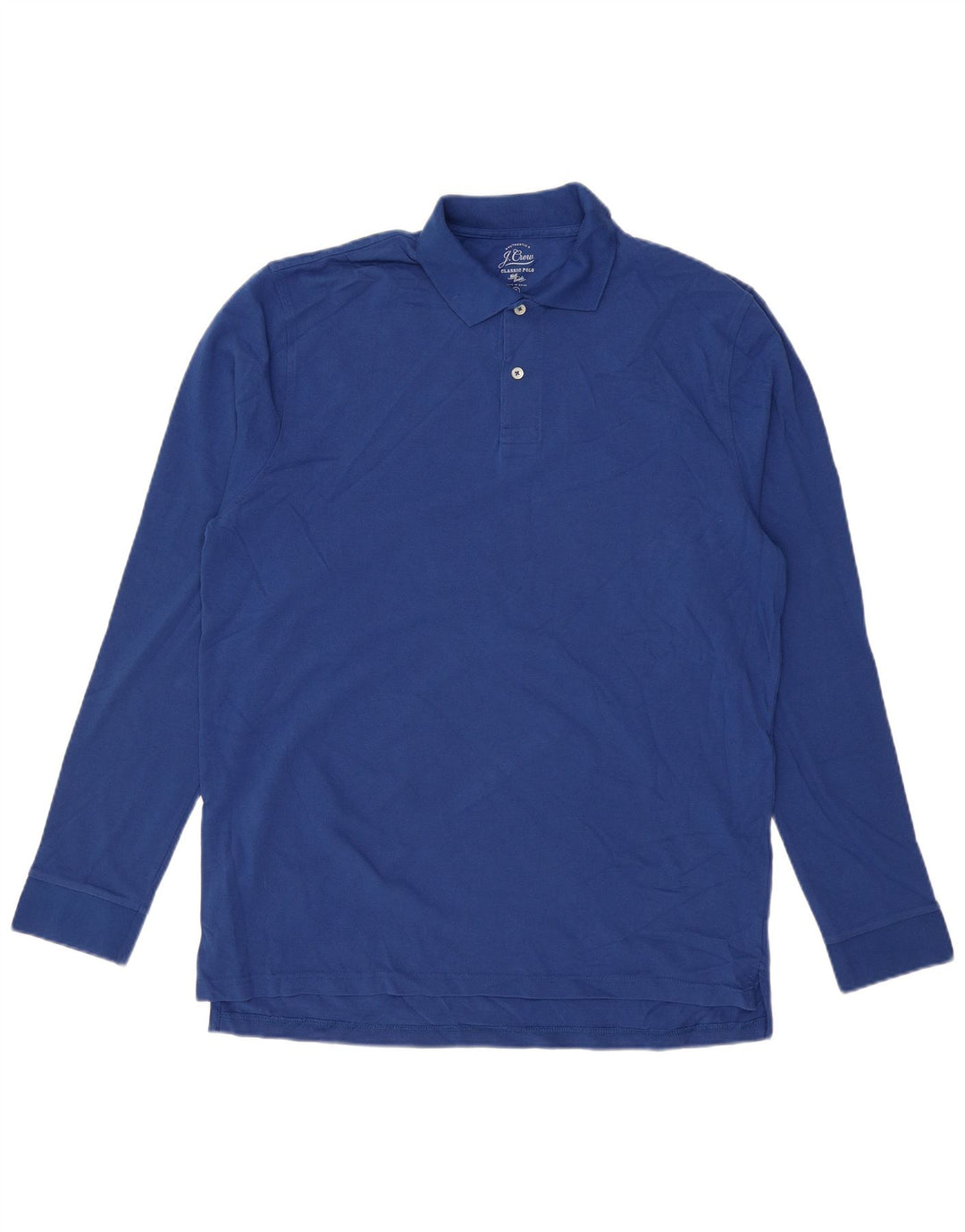 J. CREW Camisa polo masculina de manga comprida com ajuste clássico XL azul algodão
