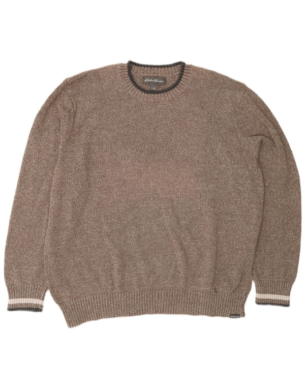 Eddie Bauer Suéter masculino com gola redonda 2XL algodão marrom