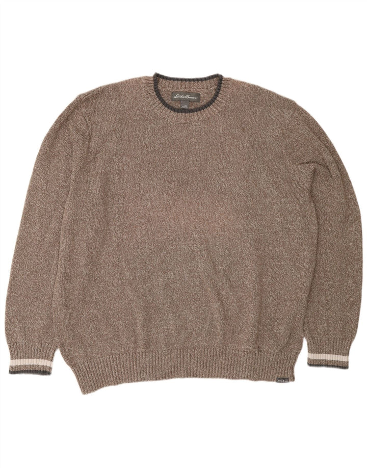 Eddie Bauer Suéter masculino com gola redonda 2XL algodão marrom