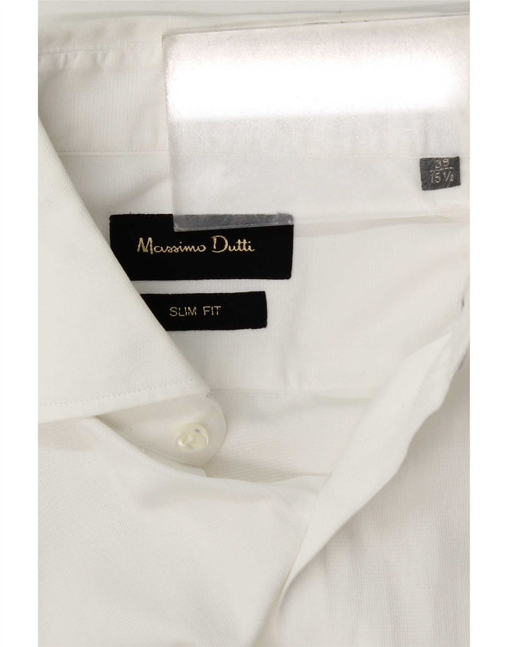 Camisa masculina Massimo Dutti Slim Fit tamanho 39 15 1/2 médio branco