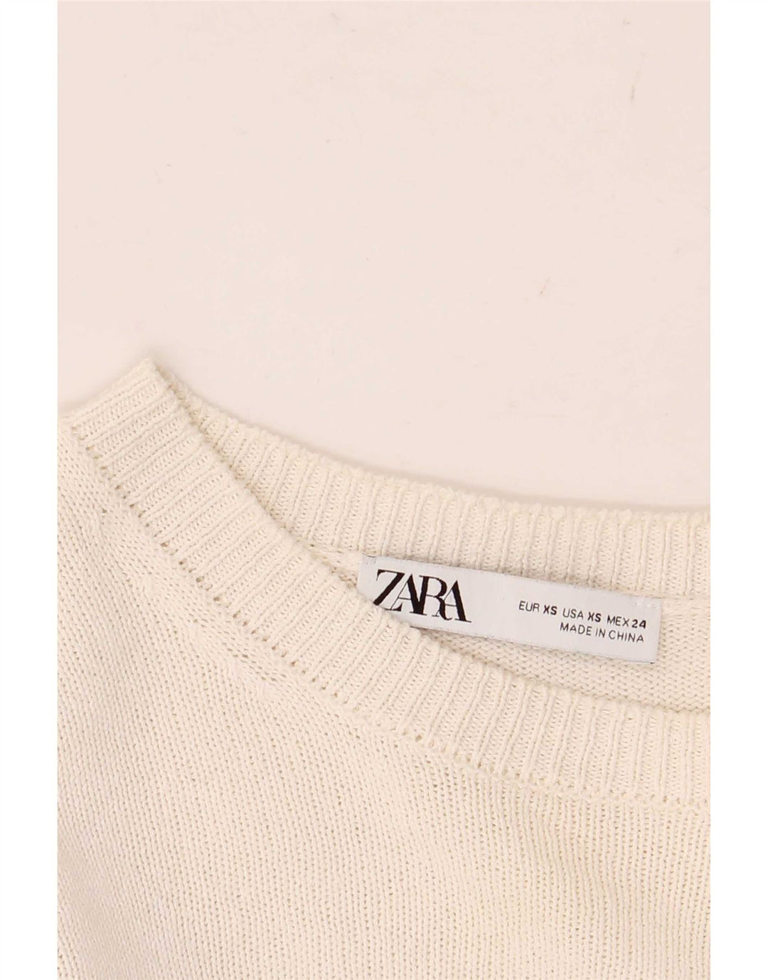 Zara Womens Crop Top Manga Longa Reino Unido 6 XS Branco
