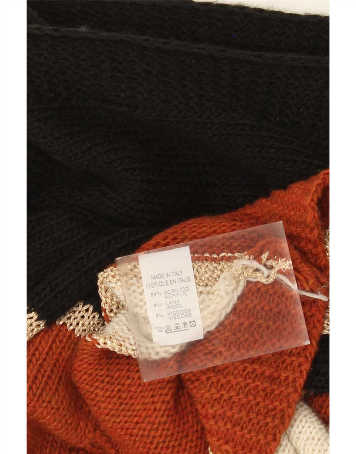 Suéter feminino vintage com gola canoa UK 16 grande multicolorido