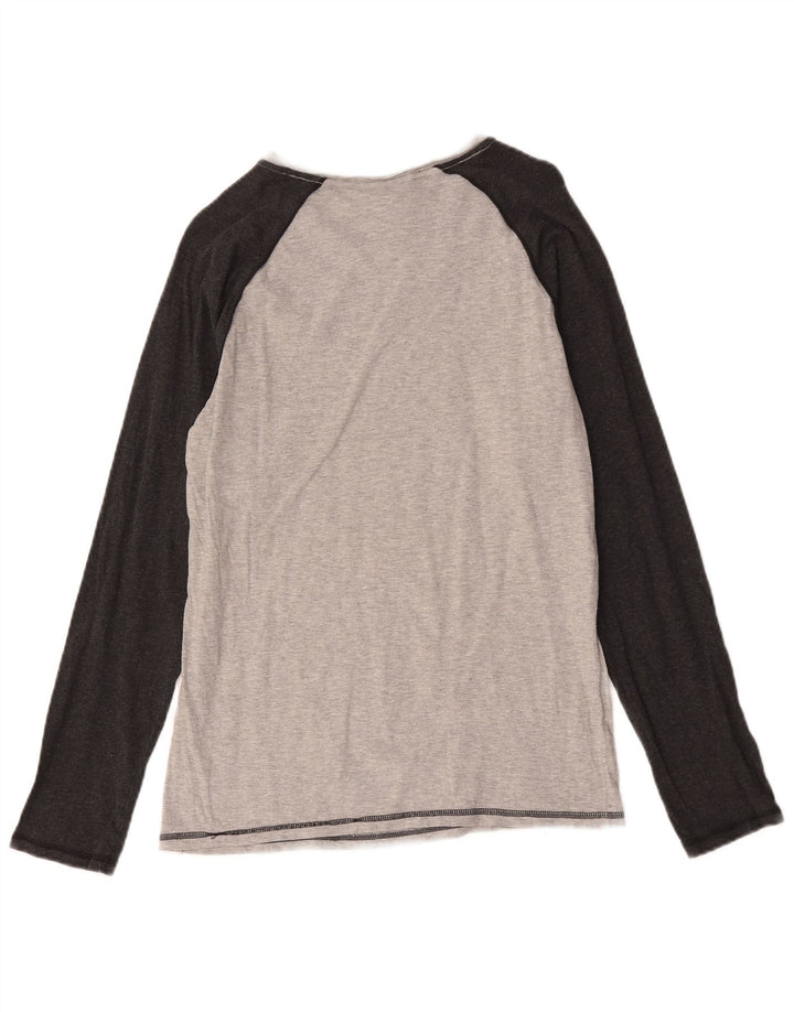Calvin Klein Camiseta masculina gráfica manga comprida cinza médio algodão colorblock