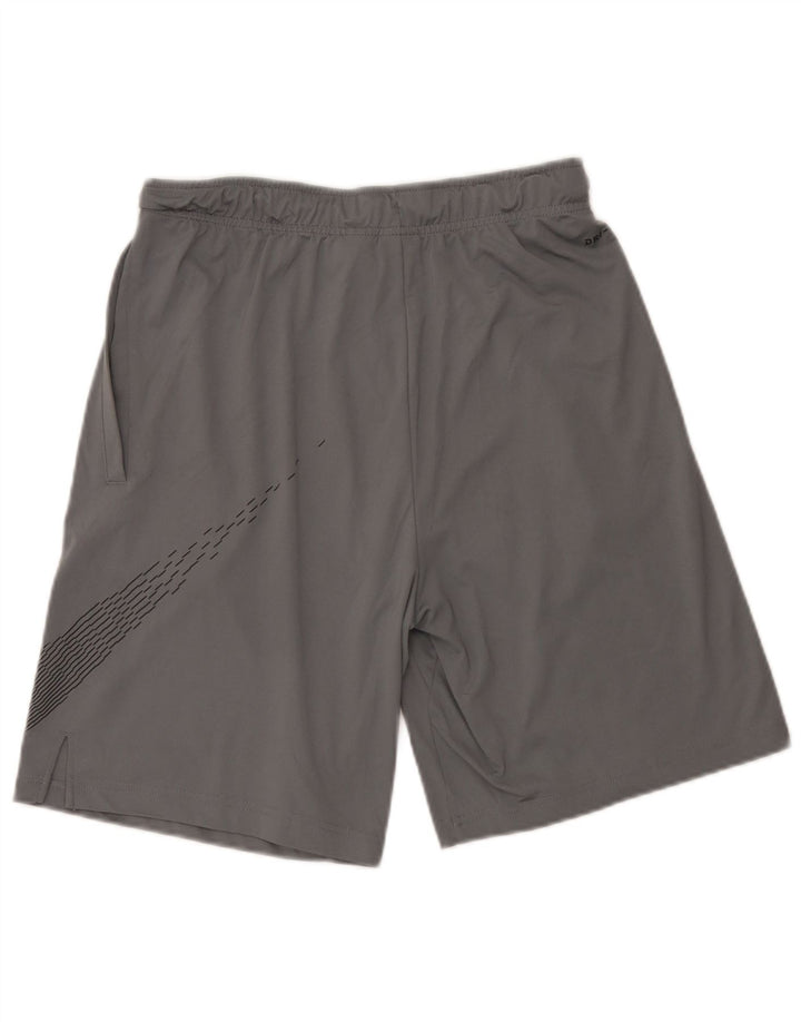 Shorts esportivos Nike masculinos Dri Fit Graphic cinza médio poliéster