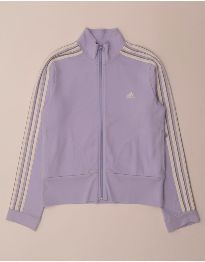 Adidas Womens Tracksuit Top Jacket UK 12 Médio Roxo Algodão