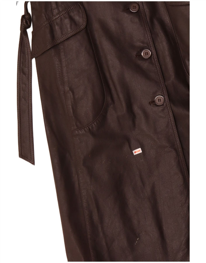Casaco de couro feminino VINTAGE UK 12 couro marrom médio