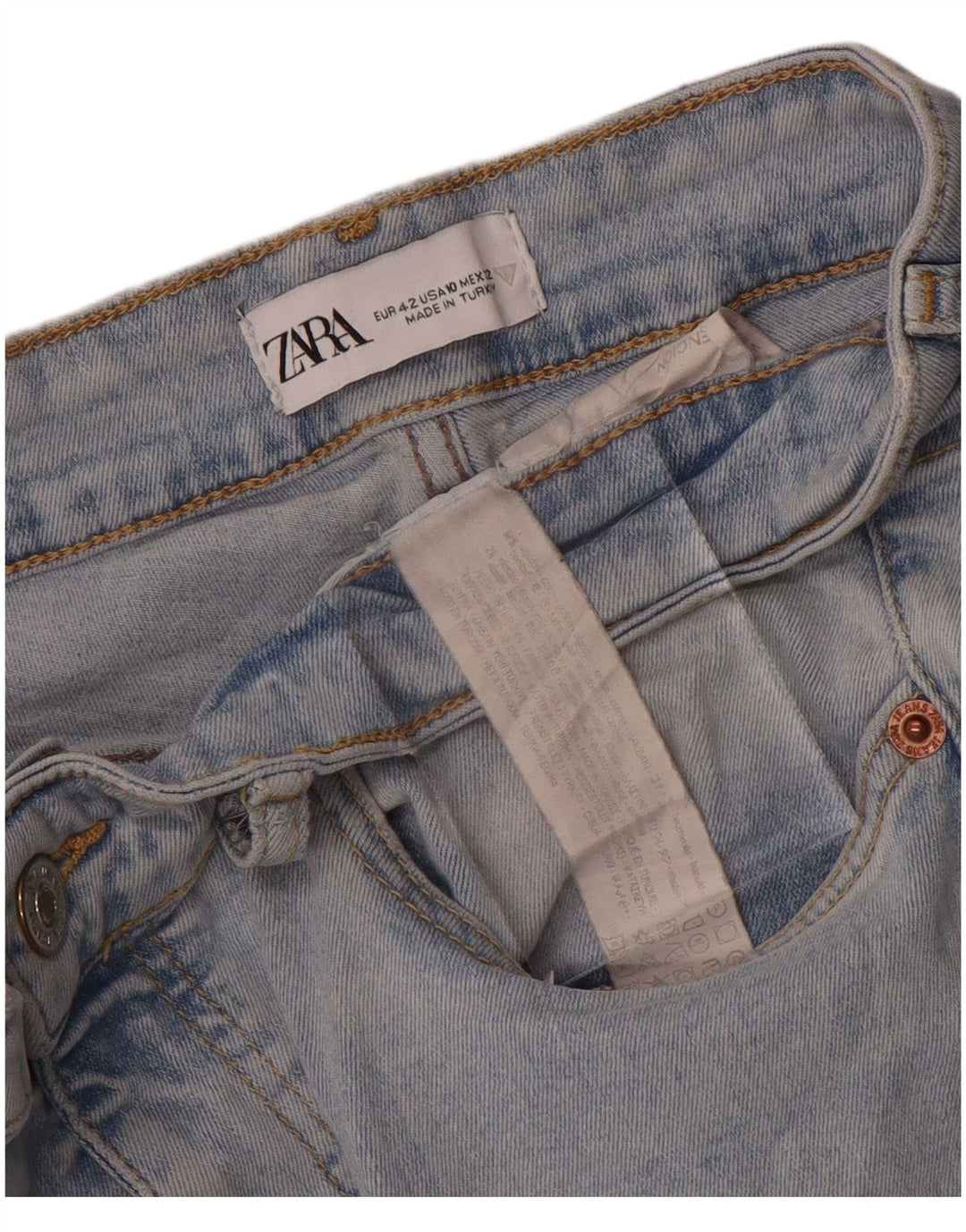 Zara Jeans feminino queimado EU 42 grande W32 L27 algodão azul