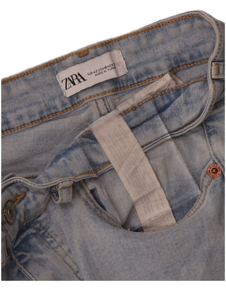 Zara Jeans feminino queimado EU 42 grande W32 L27 algodão azul