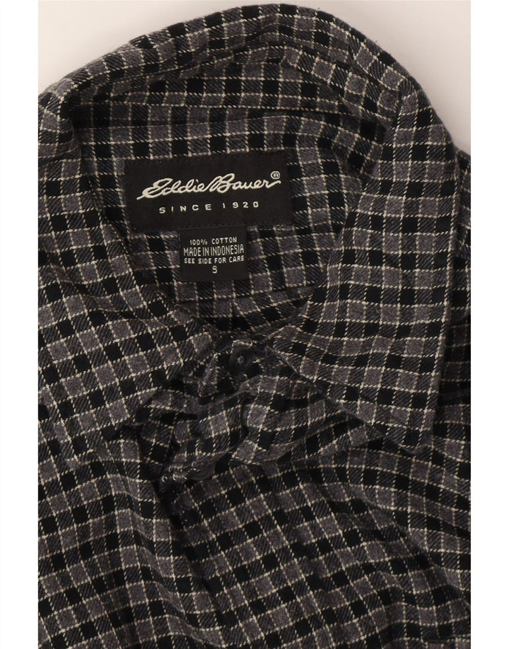 EDDIE BAUER Camisa masculina de flanela pequena cinza xadrez algodão