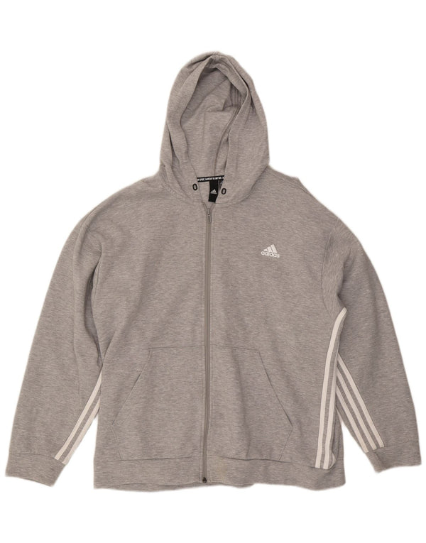 ADIDAS Mens Zip Hoodie Sweater XL Cinza Algodão