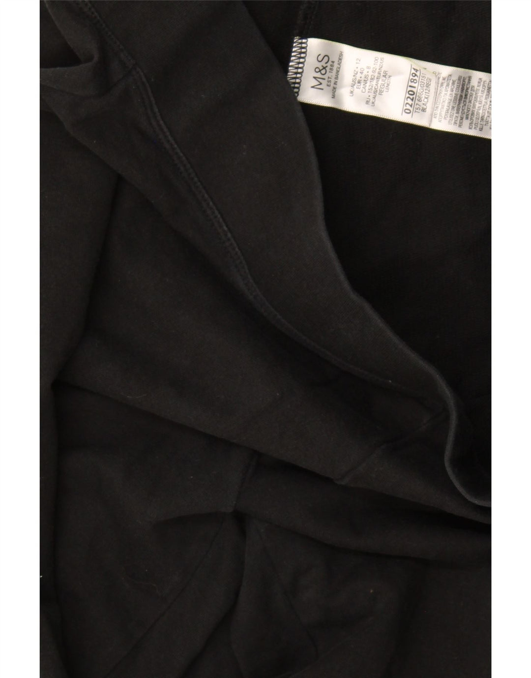 Calça de treino feminina Marks & Spencer Reino Unido 12 algodão preto médio