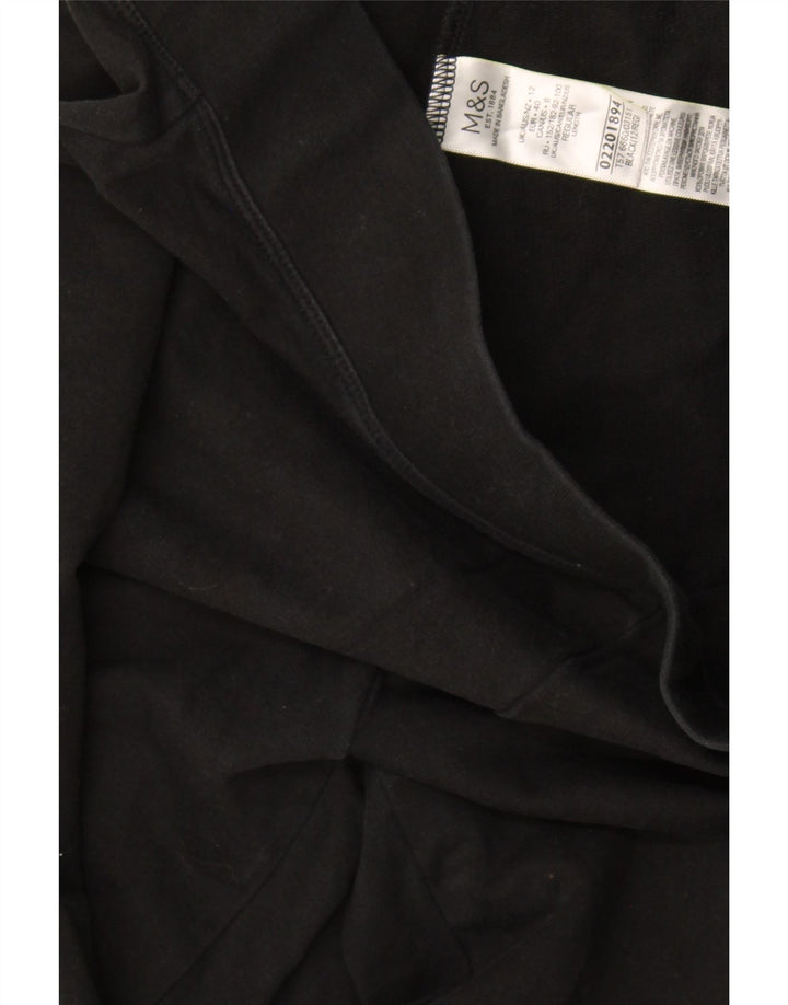 Calça de treino feminina Marks & Spencer Reino Unido 12 algodão preto médio