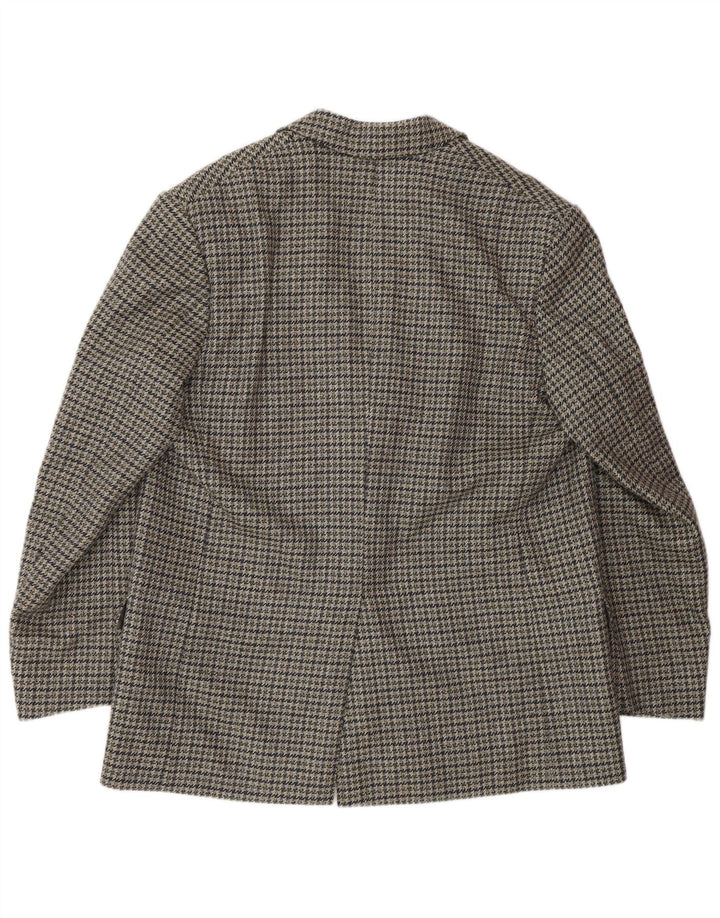 Ermenegildo Zegna Jaqueta blazer masculina de 2 botões UK 40 cinza médio Houndstooth