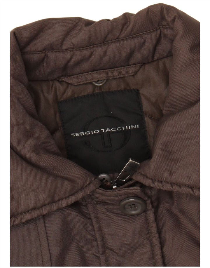 SERGIO TACCHINI Casaco acolchoado feminino UK 14 marrom médio