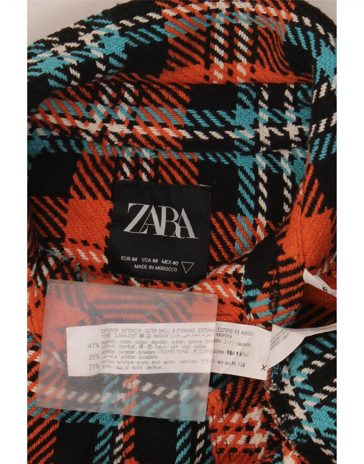 Camisa masculina Zara Overshirt média de algodão xadrez multicolorido