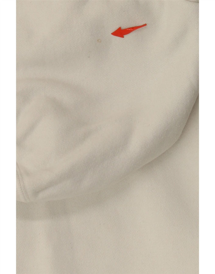 Suéter feminino com capuz e zíper gráfico BENETTON Reino Unido 16 algodão branco grande