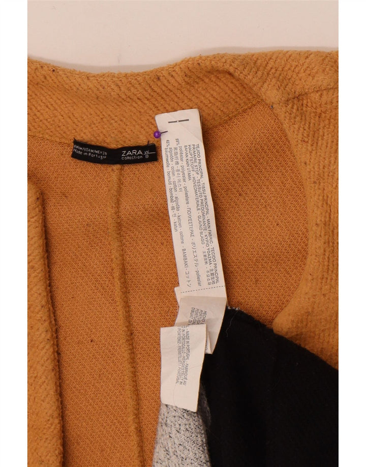 Zara Suéter Cardigan Aberto Feminino Reino Unido 14 Poliéster Colourblock Bege Médio