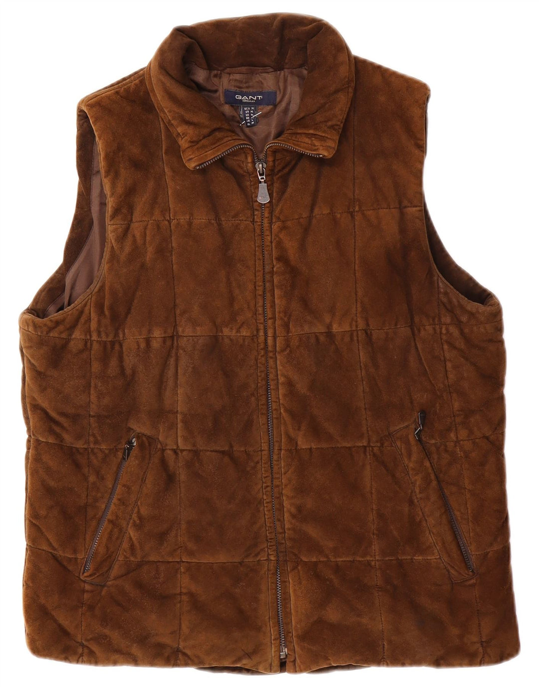 Gant feminino camurça gilet UK 14 couro marrom médio