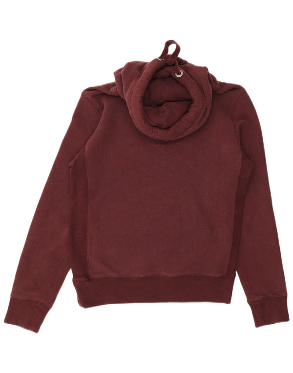 Suéter com capuz feminino Superdry UK 12 médio algodão borgonha