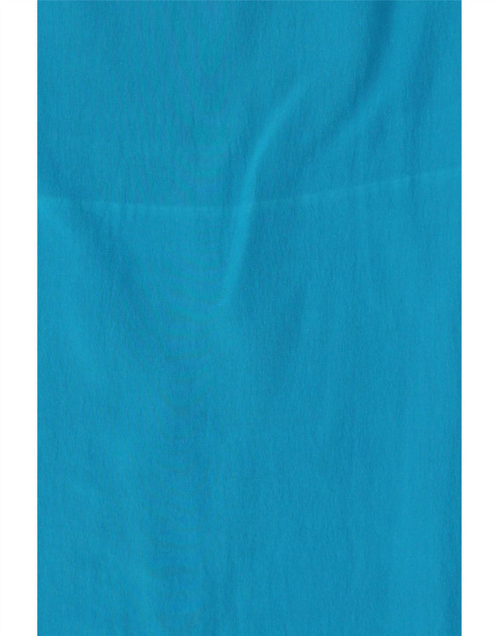 Blusa feminina vintage sem mangas, top UK 14 seda azul médio