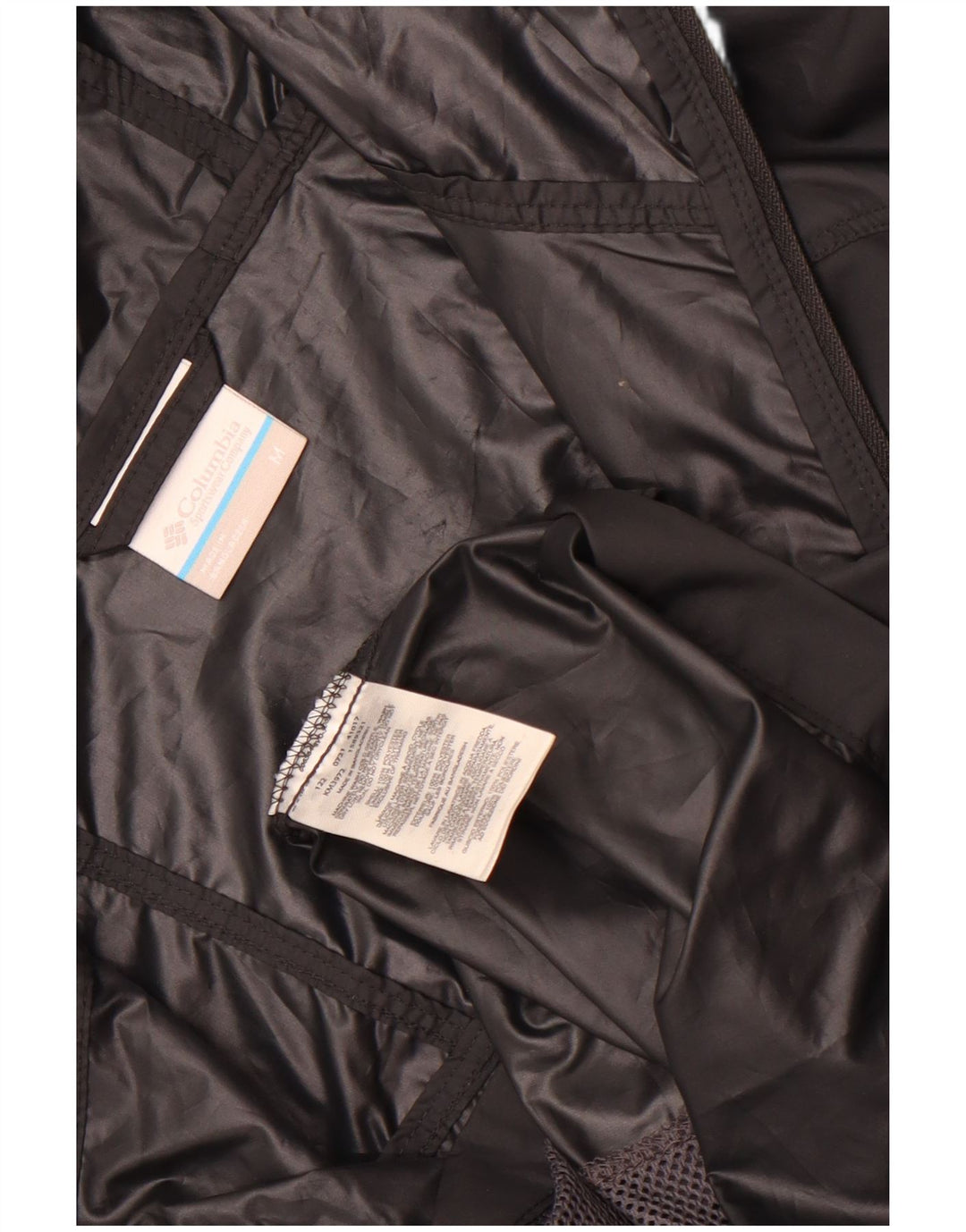Jaqueta de chuva masculina Columbia com capuz UK 38 poliéster preto médio