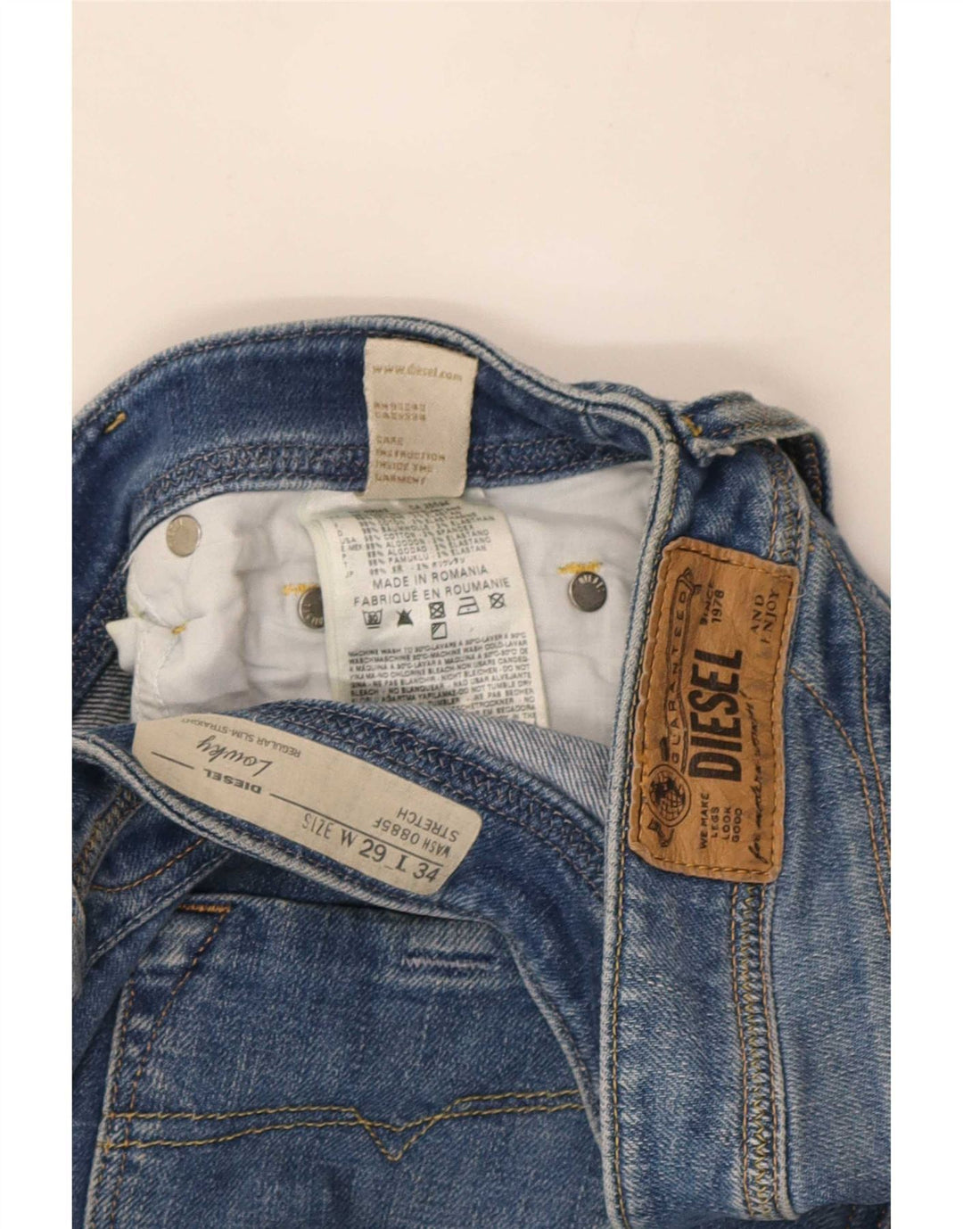 Jeans feminino Diesel Lowky Regular Slim Straight W29 L34 Azul Algodão