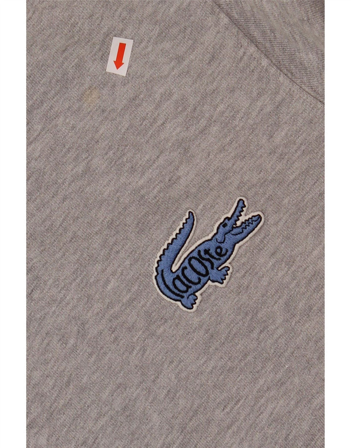 LACOSTE moletom com capuz masculino tamanho 4 algodão cinza médio