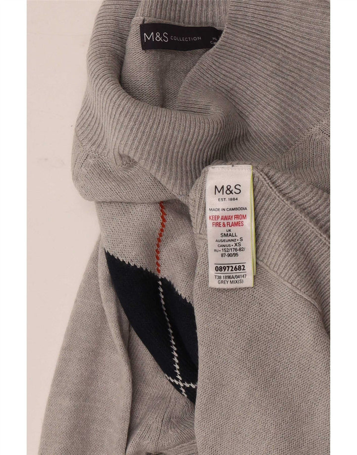 Suéter masculino com gola tartaruga da Marks & Spencer Reino Unido 10 Pequeno Cinza
